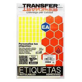 Etiqueta Adhesiva Transfer / 9x13mm / Color Fluorescente Amarillo