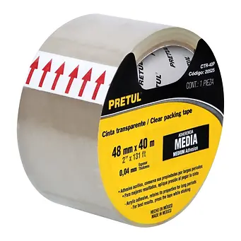 Cinta de empaque 48 mm x 40 m transparente PRETUL