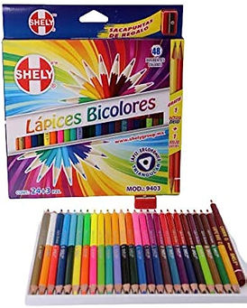 SHELY Lápices Bicolores Largos 48 Tonos Diferentes