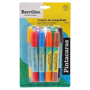Crayon Barrilito Pinta Caras Y Pinta Foamy C/9  Colores De Maquillaje