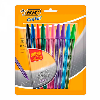 Bolígrafo BIC Cristal Ultrafina 0.7 mm Blister x 10 Unidades