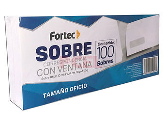 Sobre Correspondencia Fortec S-10-BV-60, Ventana Oficio, 100 Piezas, Color Blanc