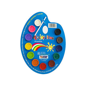 Acuarelas Marca Colorcitos 12 Pastillas Con Colores Basicos