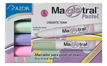 4 Plumones Magistral Didáctico Tonos Pastel Pizarrón Blanco